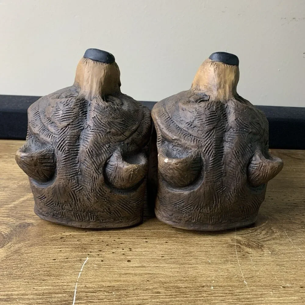 2001 Telle M Stein 2 Brown Bear Drapery Bracket Curtin Rod Holder Folk Art Decor